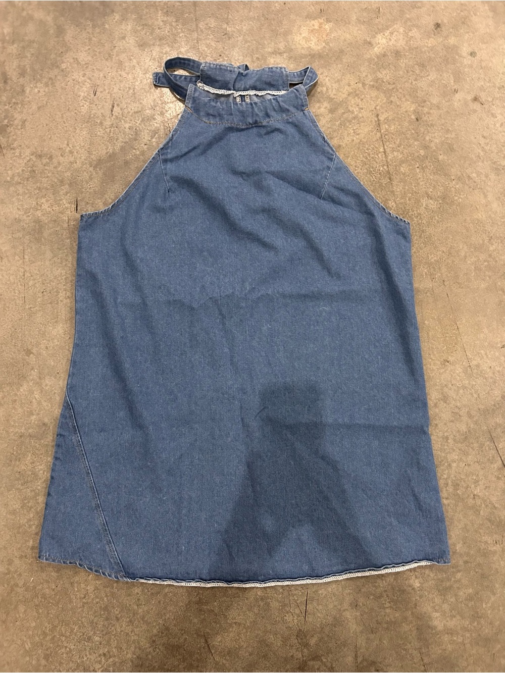 SHEIN Blue Denim High Neck Halter Dress